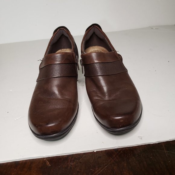 Earth Origins Shoes Earth Origins Shoes Womens 6 65 Brown Side Zip Leather Comfort Slip On